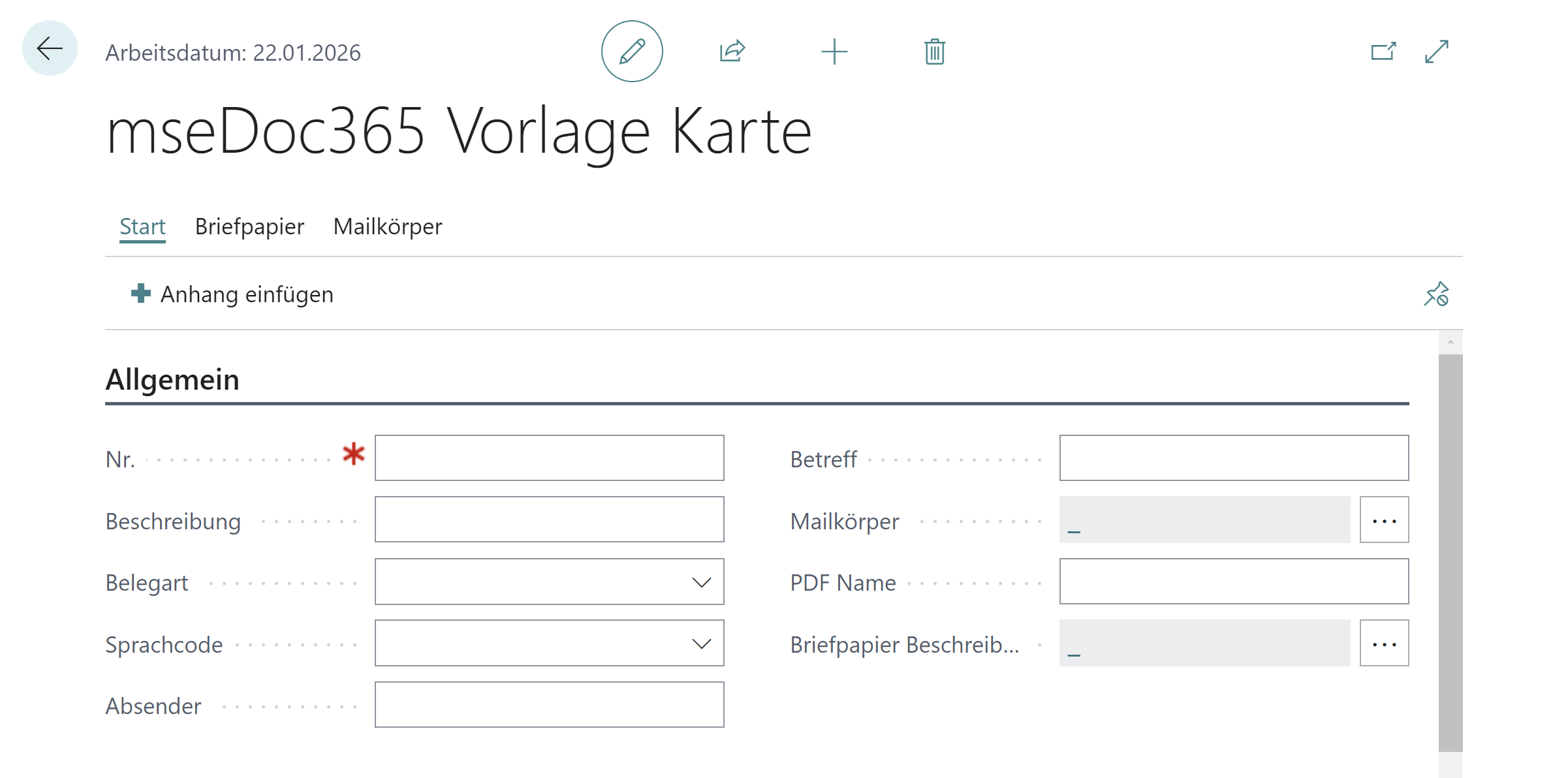 mseDoc365 Vorlage Karte